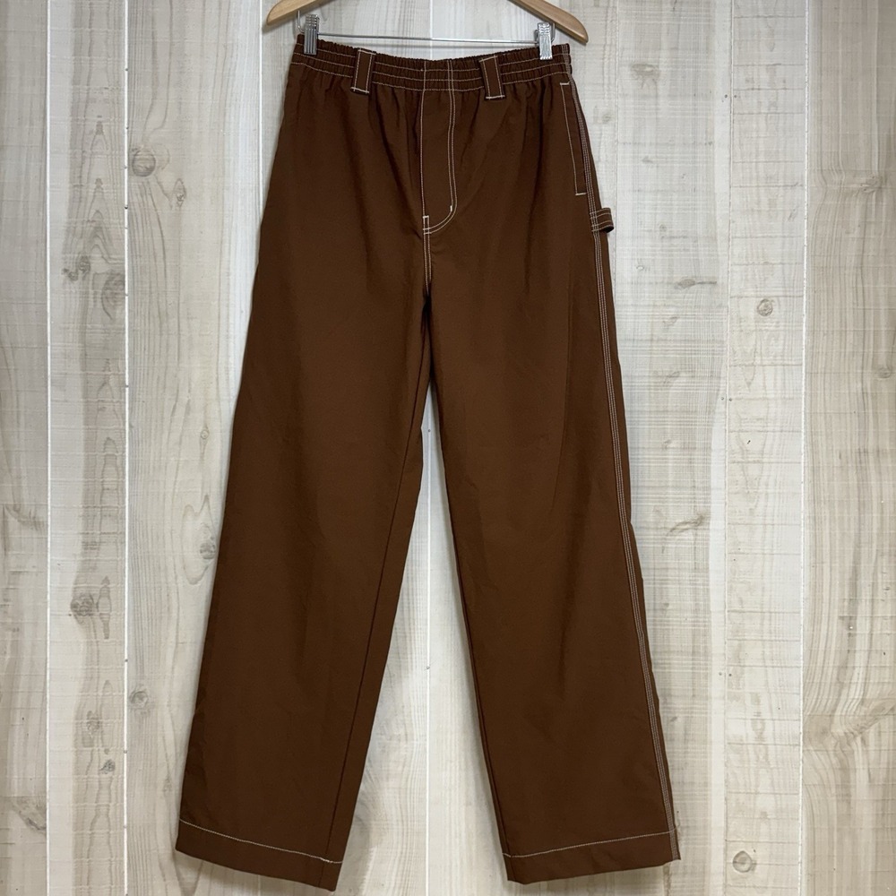 Urban Outfitters‎ Women's Brown Cargo Pants M Elastic Waist Utility Straight Leg